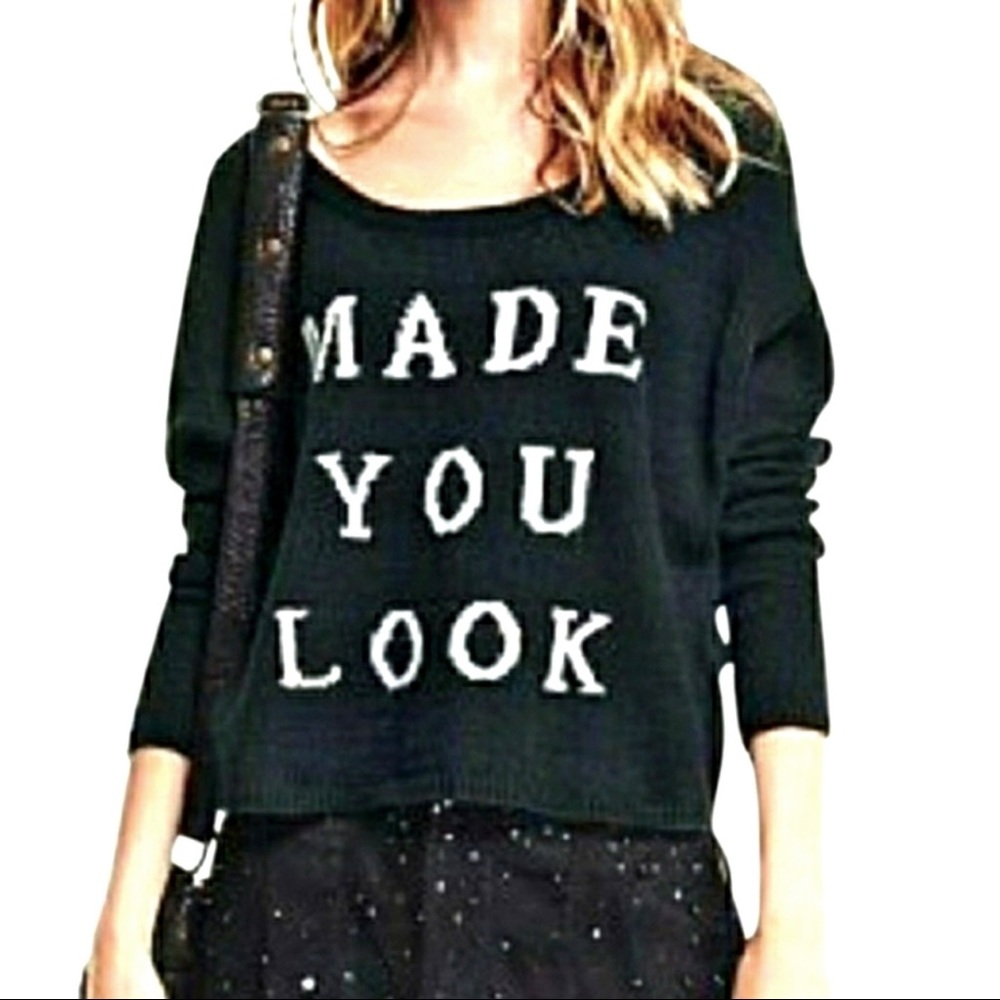Victoria's Secret Black Made You Look Cropped Knit Sweater | Size L